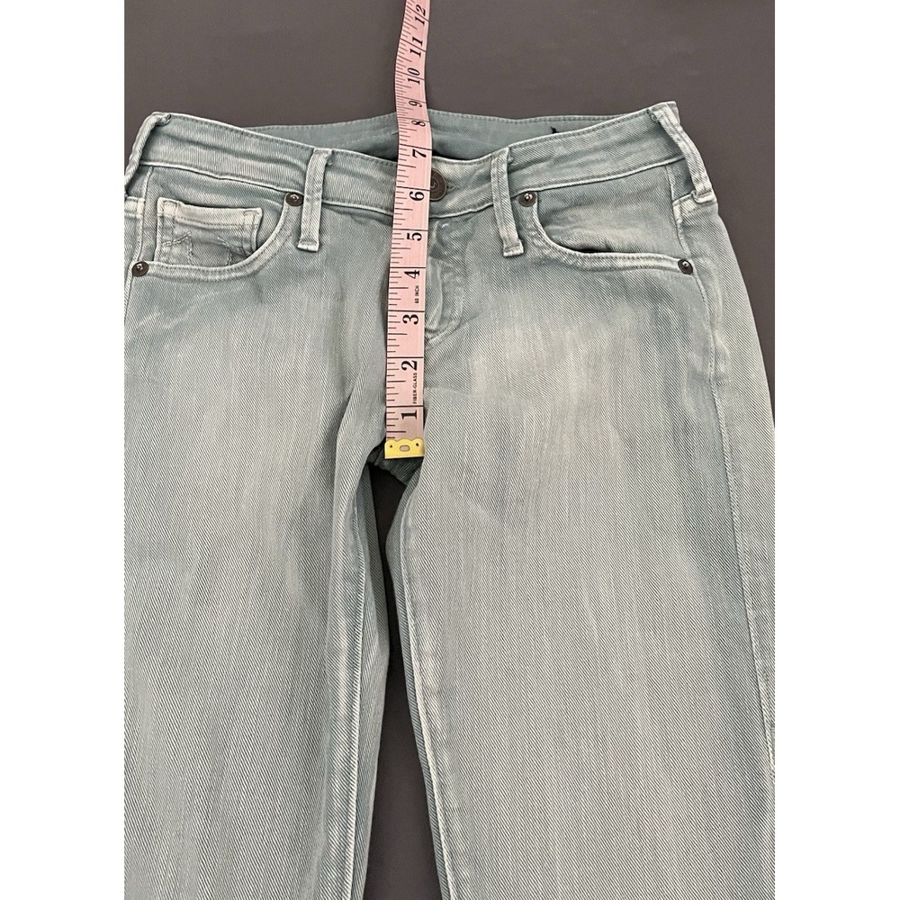 True Religion Jeans Womens 24 Green Denim Low Rise Super Skinny Raw Hem - Picture 15 of 16